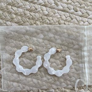 Scalloped Opal Hoop Earrings
